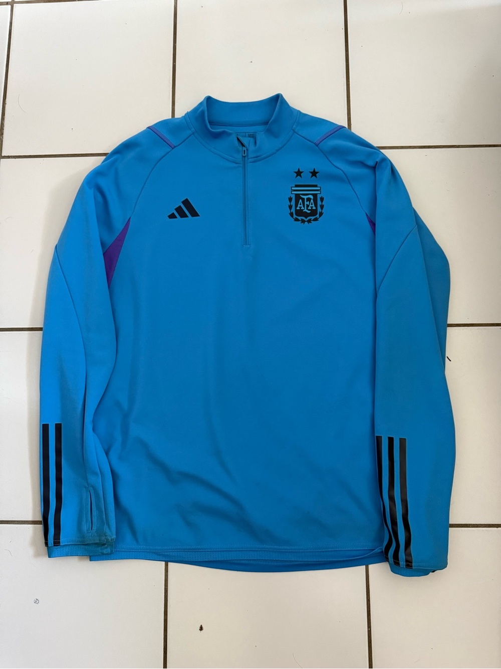 adidas Blue Argentina Training Top with Black Accents